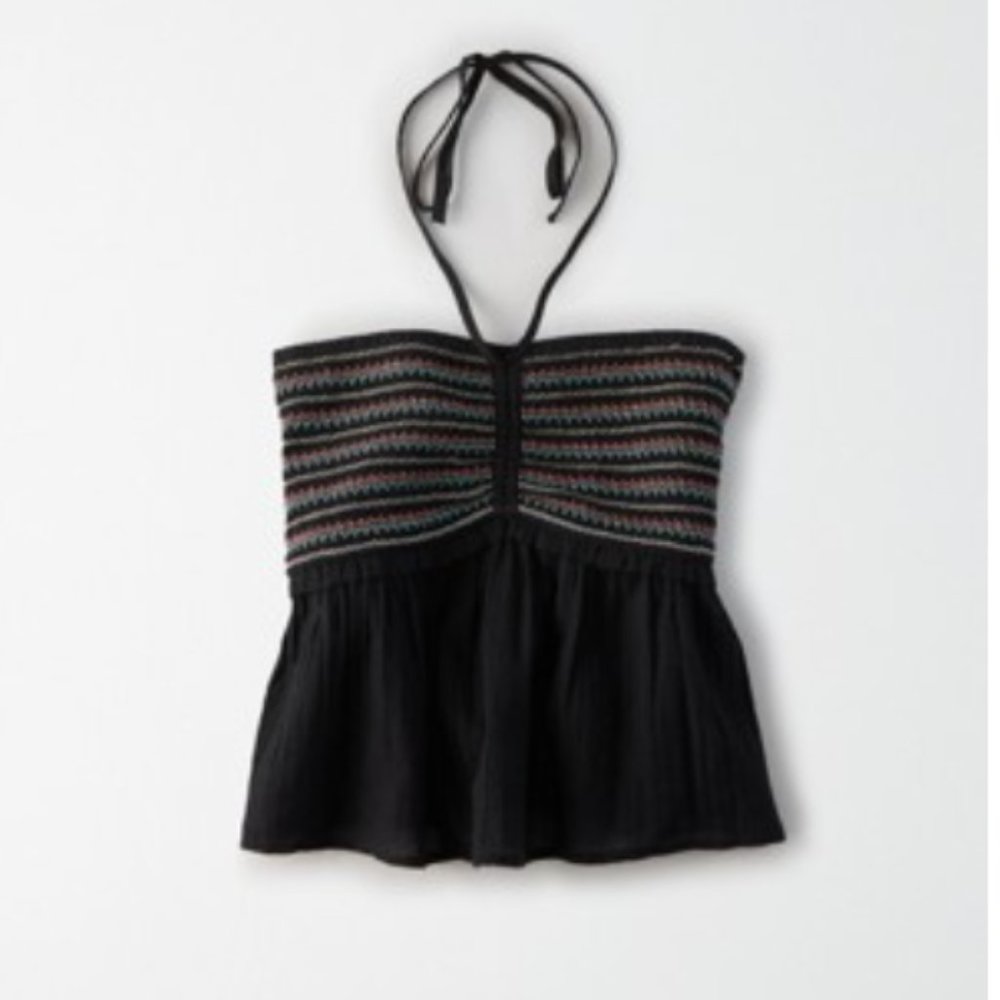 AE SMOCKED PEPLUM TUBE TOP